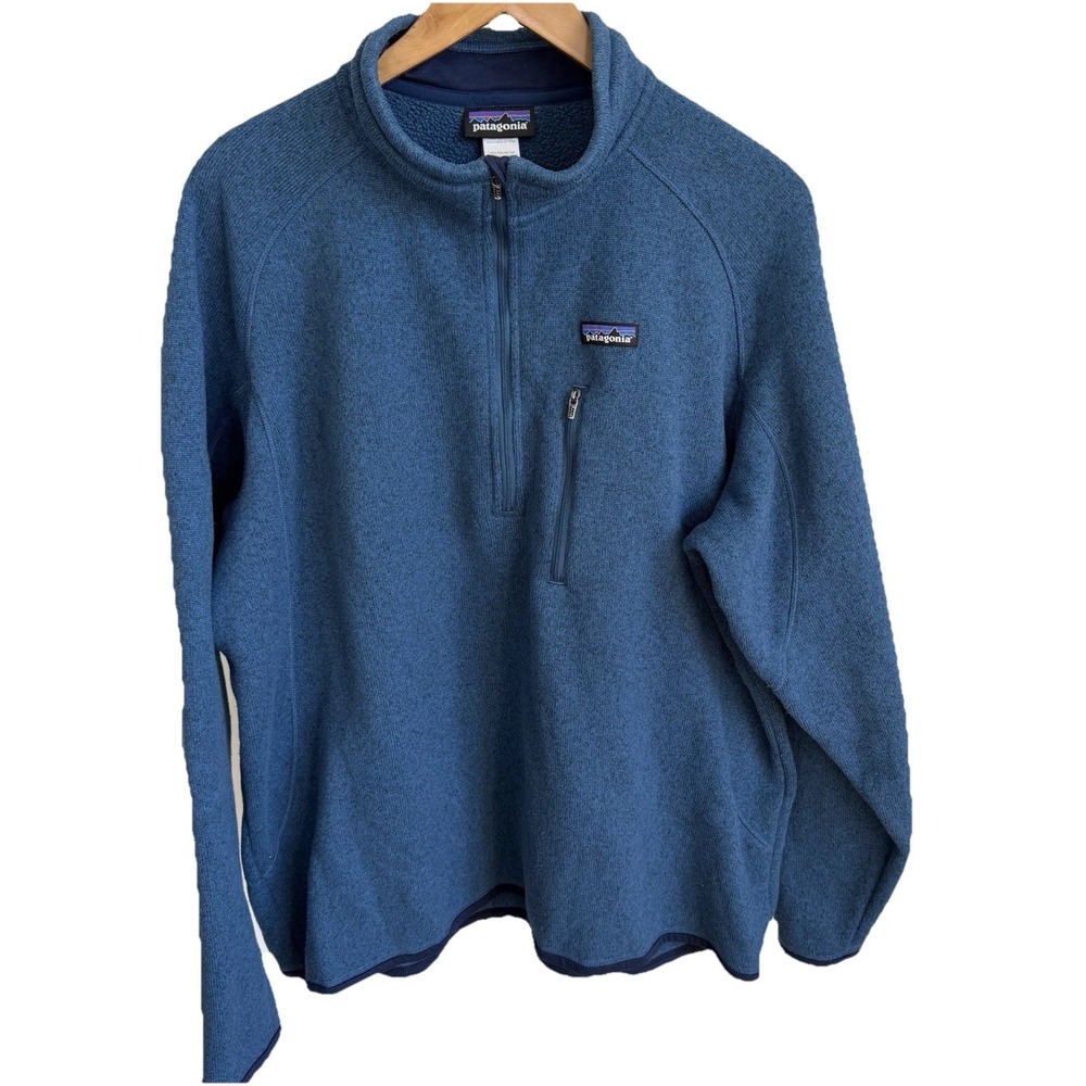Mens Patagonia Better Sweater Sweatshirt 1/4 Zip Blue Fleece Pullover Size XXL